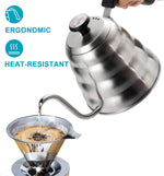 HASTHIP Pour Over Gooseneck Coffee Kettle with Thermometer and 1200ml 3 Layer Stainless Base | For Home Café and Travel Brewing