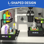 HASTHIP Under Sink Organizer for Kitchen and Bathroom with 2 Tier Pull Out Metal Shelves | Sliding Storage Rack