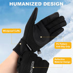 HASTHIP® Winter Riding Gloves for Men, Thermal Plush Lined Windproof Sport Gloves with Anti-Slip Grip, Touchscreen Compatibility & Anti-Loss Clasp for Cycling, Driving & Outdoor Activities, XL