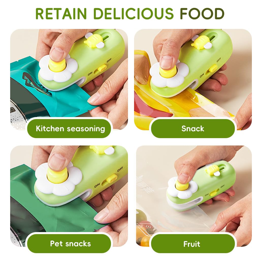 HASTHIP Mini Bag Sealer for Food Storage with Heat Sealing and Built In Cutter | USB Rechargeable