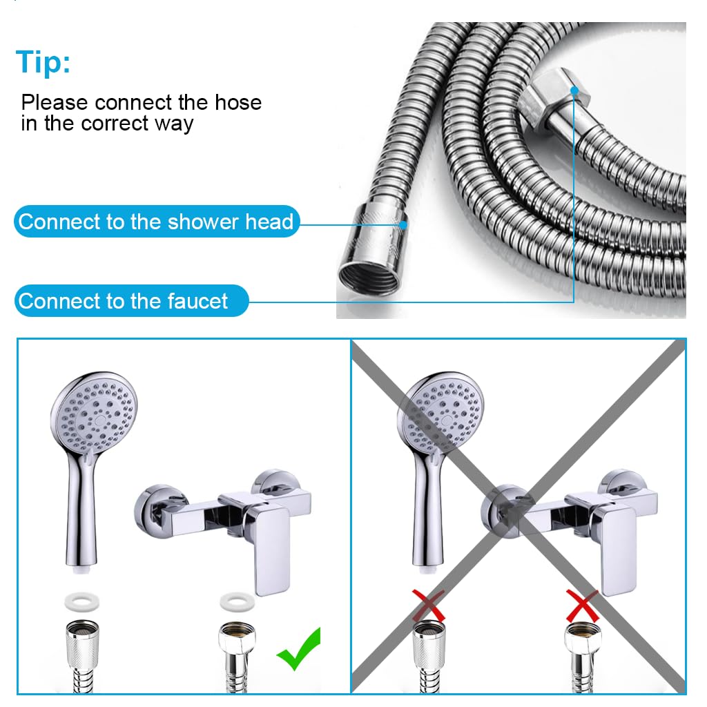 HASTHIP Shower Hose for Bathroom Use with Leak-Proof Connectors and 1.5 Meter Stainless Steel Flexibility | 2 Pack Set