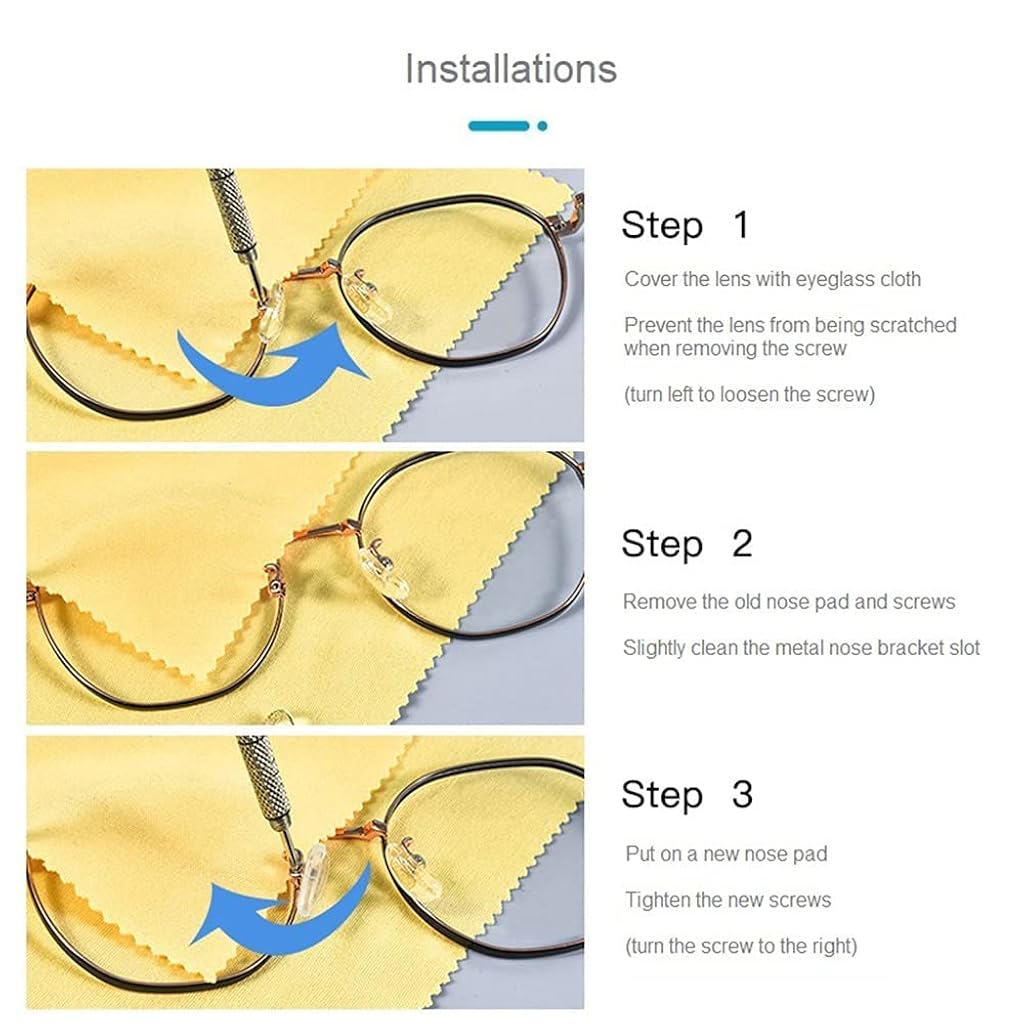 HASTHIP® Kit de Reparación de Gafas con 35 Pares Almohadillas Nariz Silicona,Destornillador 3 en 1,Tornillos Pinzas Ganchos Antideslizantes Paño y Caja Organizadora (5 Formas)
