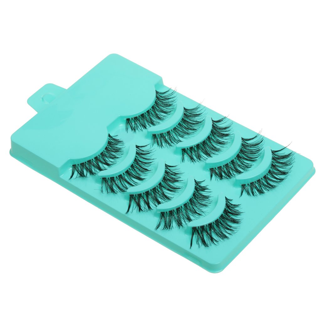 Supvox 5 Pairs Beauty Makeup Handmade Messy Cross Style False Eyelashes Green