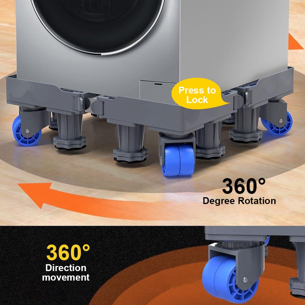 HASTHIP® Stand for Washing Machine Universal 16-25 inches 4-Wheel Extendable Moving