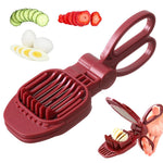 HASTHIP® Kitchen Slicer Scissor-Style Food Cutter, Stainless Steel Multi-Function Slicing Tool for Eggs, Fruits & Vegetables, Salad and Meal Prep Cutter, Plating Essential