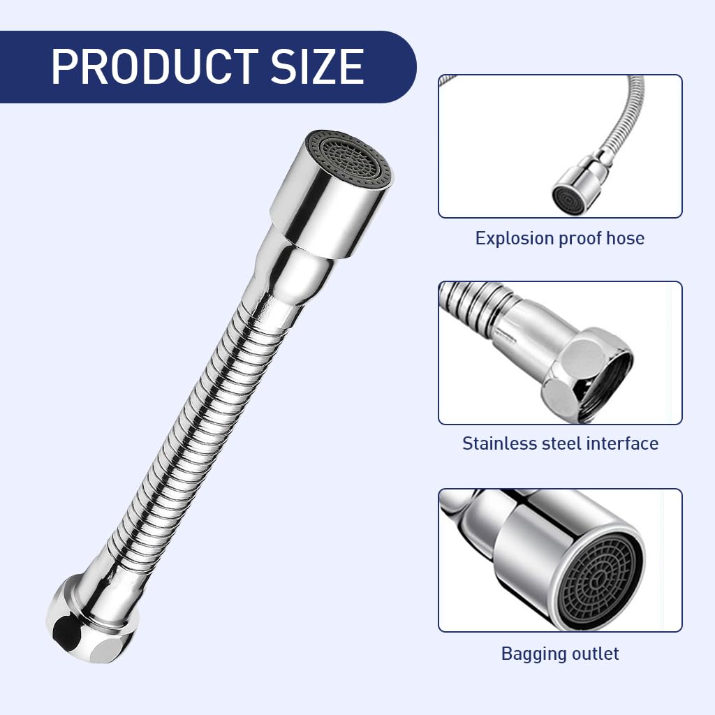 HASTHIP Faucet Filter Shower Head for Kitchen Sink with 360° Rotatable Extender | 30 cm Stainless Steel Adapter
