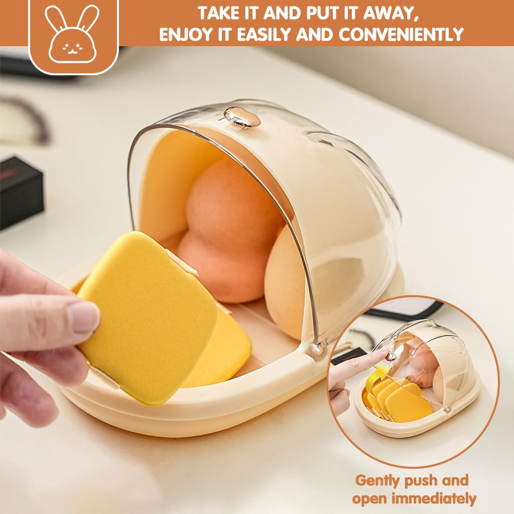 HASTHIP Makeup Sponges Holder for Travel and Vanity with Clear Sliding Dustproof Hood 11x15x10 cm | Ventilated Transparent Storage Box for Women