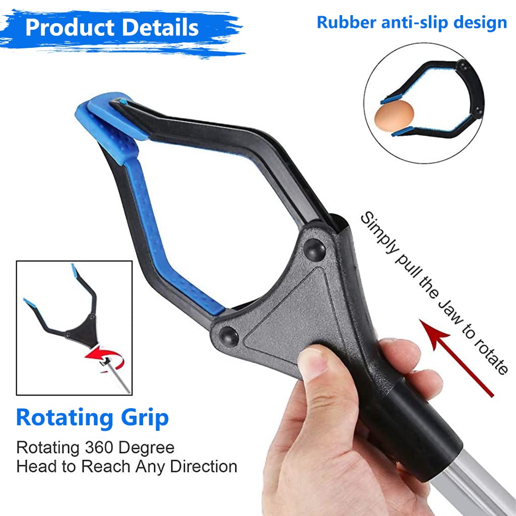 HASTHIP Litter Picker for Rubbish Pick Up featuring Dual Claw Anti Slip Grip 80cm Aluminum Alloy | 2PCS