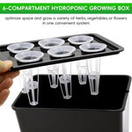 HASTHIP Hydroponic System Kit for Indoor Gardening with 6 Compartments and USB Air Pump | Black PP Grow Box