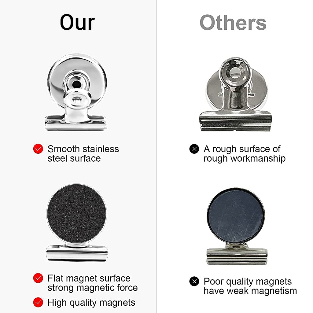 HASTHIP® Magnetic Clips, 10 Pcs Strong Refrigerator Magnetic Hook Clips with Anti-scratch Sticky Pads Included, Fridge Freezer Magnets Office Whiteboard Paper Photo Magnets for Office School Home