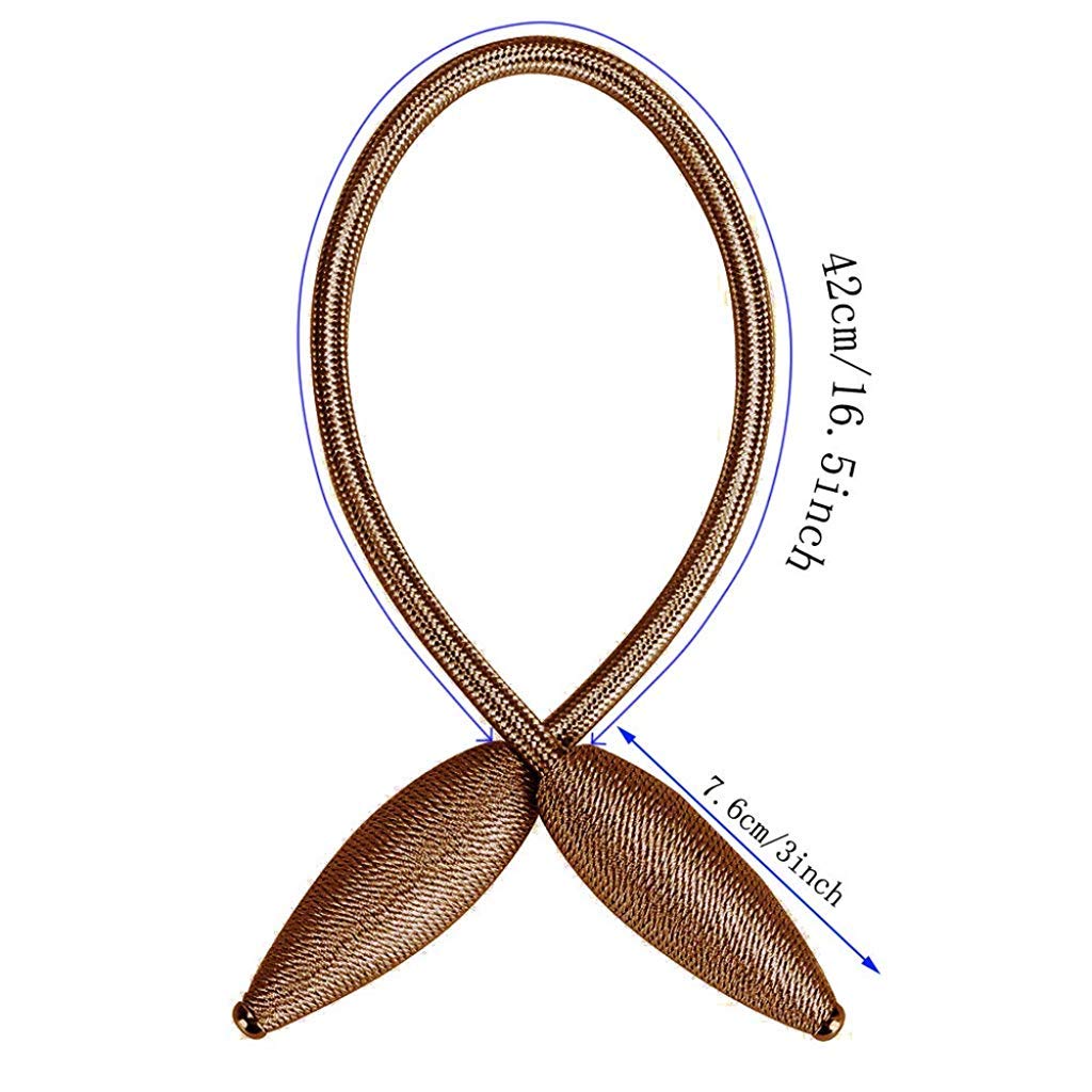 HASTHIP Curtain Tiebacks for Draperies with Magnetic Adjustable Design 58cm Coffee Brown | Pack of 4
