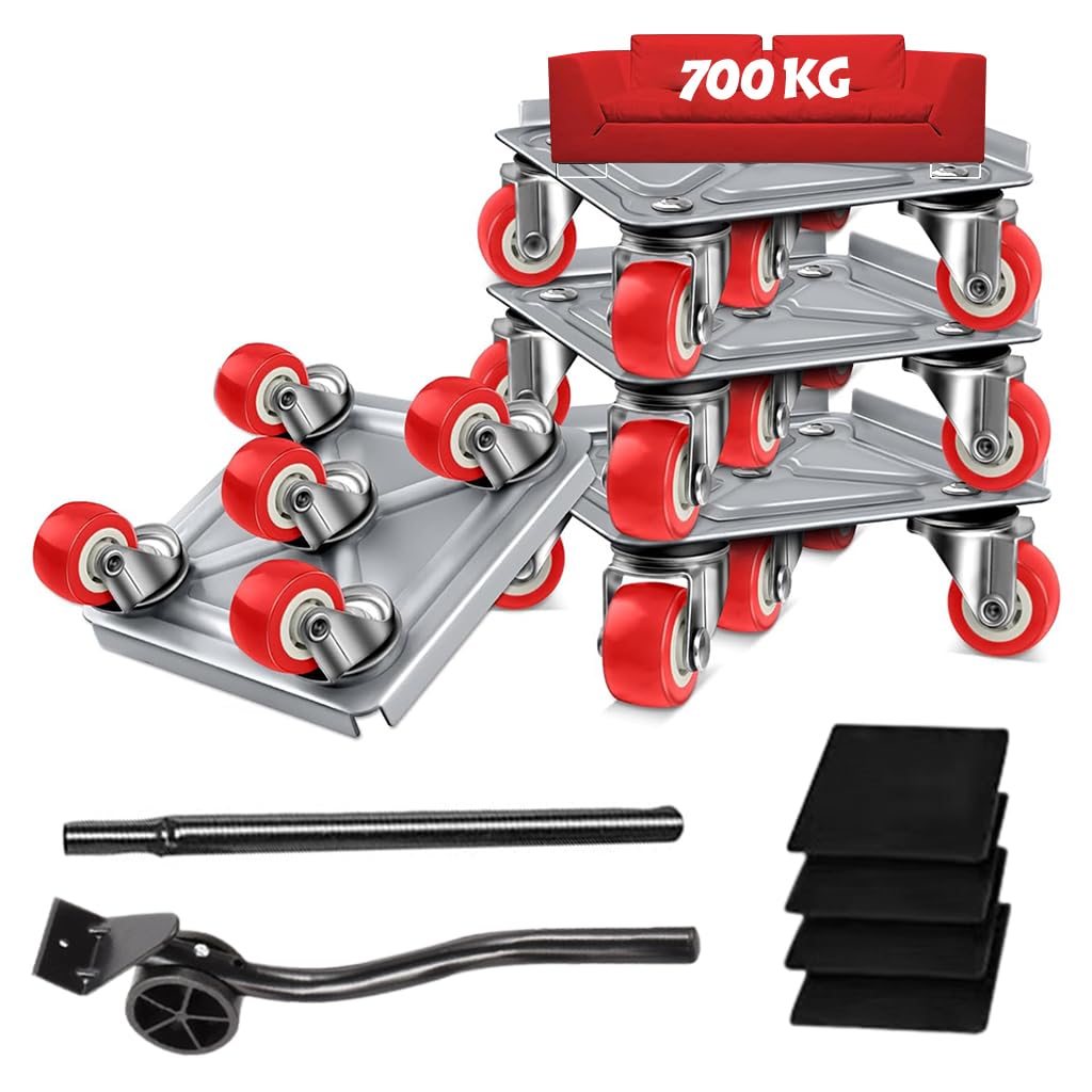 HASTHIP Furniture Mover for Heavy Items with 360° Rubber Wheels and Carbon Steel Lifter | Supports up to 700kg