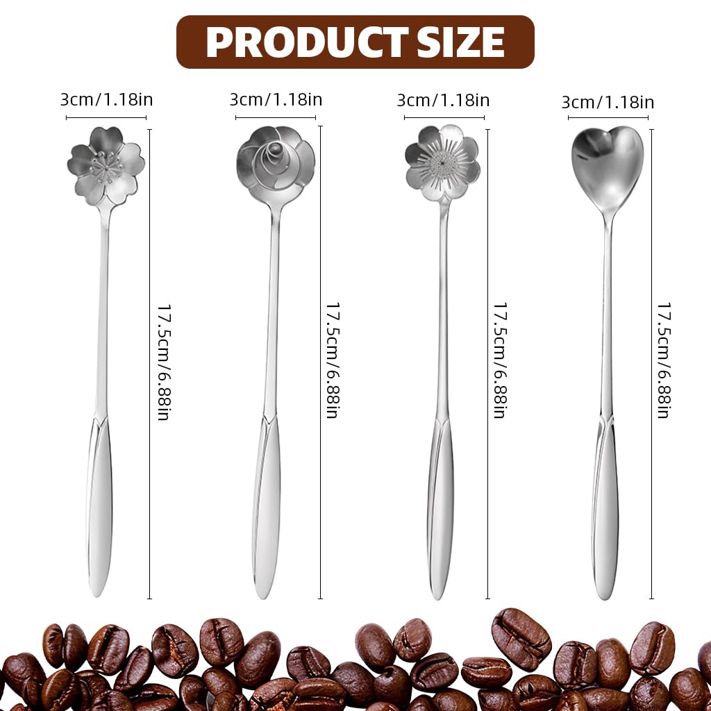 HASTHIP Coffee Spoon Set for Kitchen and Desserts featuring 8pcs 18cm Silver Stainless Steel Design