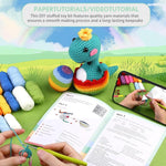 Crochet Stuffed Animal Kit Crochet Kit for Beginners Knitting Kit Full Set Crochet Starter Kit with Yarn, Polyester Fiber, Crochet Hooks, Tutorial Video, DIY Gift Friends (Rainbow Dinosaur)