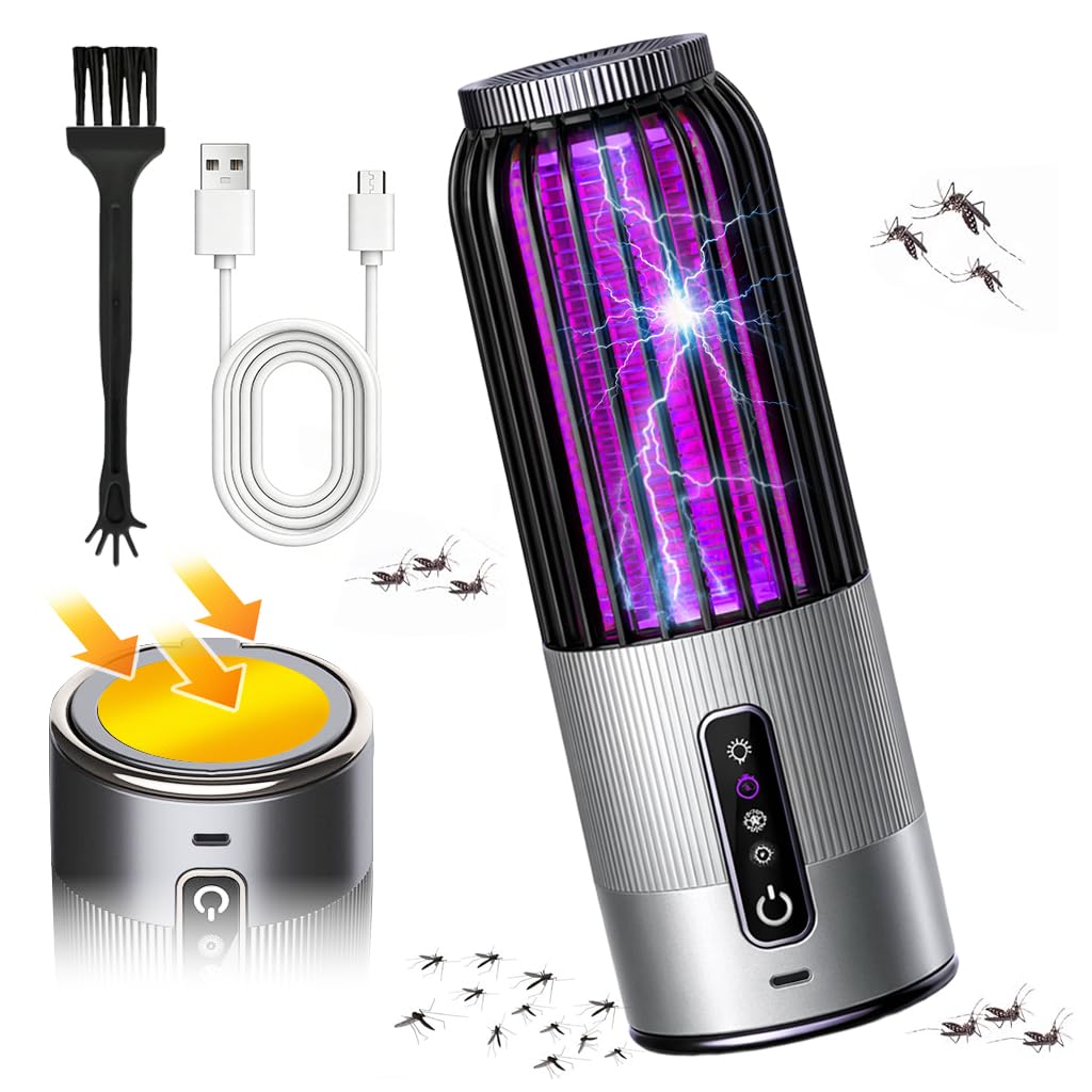 HASTHIP® Solar/USB 2 en 1 Lámpara Mata Mosquitos Eléctrica 20W, Trampa Antimosquitos con Luz UV 4000V, Impermeable IPX4 para Interiores y Exteriores, Jardín, Patio y Camping