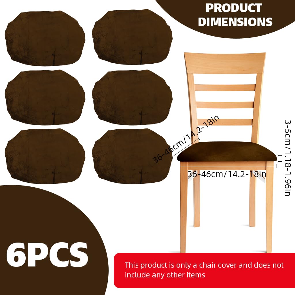 HASTHIP Dining Chair Covers for 14–18 in Seats with Elastic Edge in Retro Brown Velvet | Pack of 6