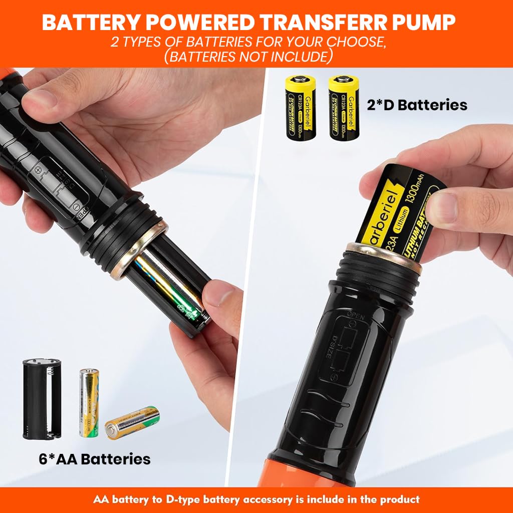 HASTHIP® Electric Oil Transfer Pump Long Nozzle Electric Siphon Pump for Gas, Fuel, Diesel, Battery Operated Portable Oil Transfer Pump