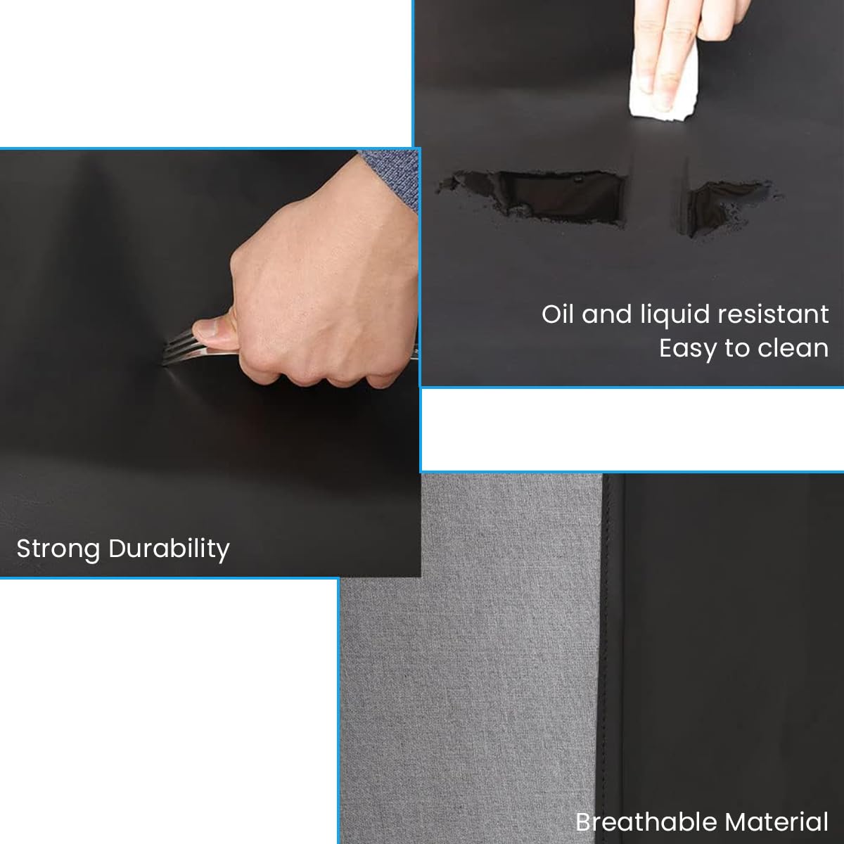 HASTHIP Apron for Dishwashing and Workshop with 43 in Length Featuring Cross Back Straps and PVC Vinyl Black
