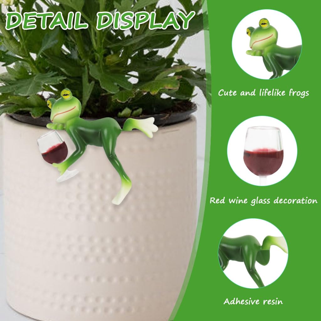 HASTHIP Resin Frog Decor for Planters and Fish Tanks featuring Hangable Design 2.36 in Green Figurine