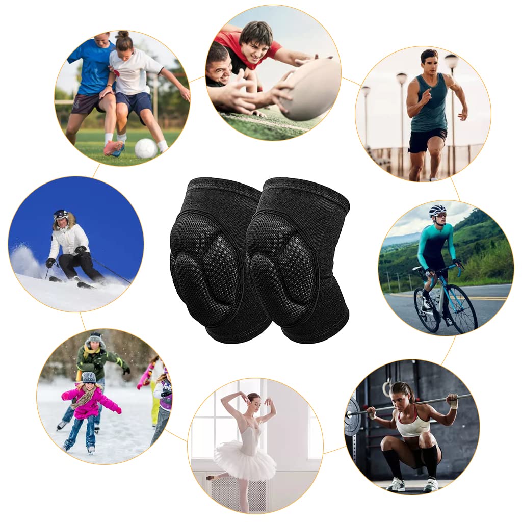 ZIBUYU® Knee Cap for Men and Women Thickened Anti-Collision Cushion Brace for Knee Pain Pad Knee Support Pain Relief Products Knee Guard Knee Pads for Running, Walking, Gym, Free Size (Black) - 1 Pair