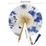 HASTHIP Round Handheld Fan for Wedding and Home Décor with Bamboo Frame and Fabric Art | Ideal Gift for Women