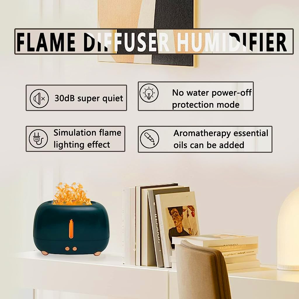 HASTHIP® Flame Ultrasonic Essential Oil Diffuser 250ml, Cool Mist Humidifier with 3-Color LED Light, Aromatherapy Scent Air Machine, Quiet Auto-Off, Room, Car, Home, Office, Aromatherapy Moisture Air