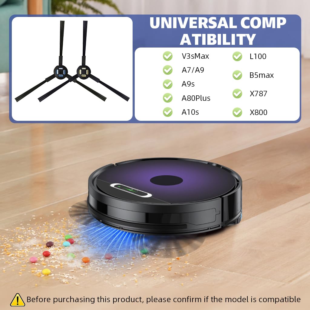 HASTHIP® Side Brushes for ILIFE Robot Vacuum Cleaner Anti-Tangle Nylon Bristles Universal Spare Side Brushes Replacements Side Brushes for V3s Max/A7/A9/A9s/A80Plus/A10s/L100/B5max/X787/X800.