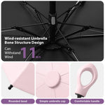HASTHIP Travel Umbrella for Sun and Rain with UPF 50+ Protection and 6 Strong Ribs | Compact Lightweight Design for Women Men and Kids