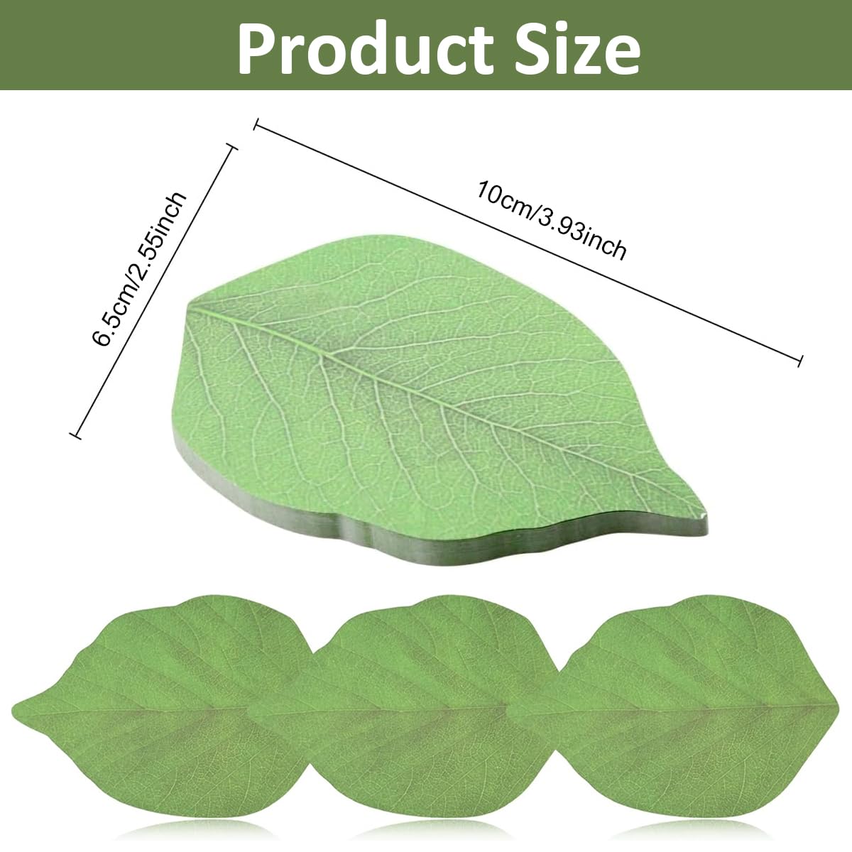 HASTHIP Sticky Notes for To Do Lists and Reminders featuring Leaf Design 200 Sheets | Recyclable Green Pads for Home Office
