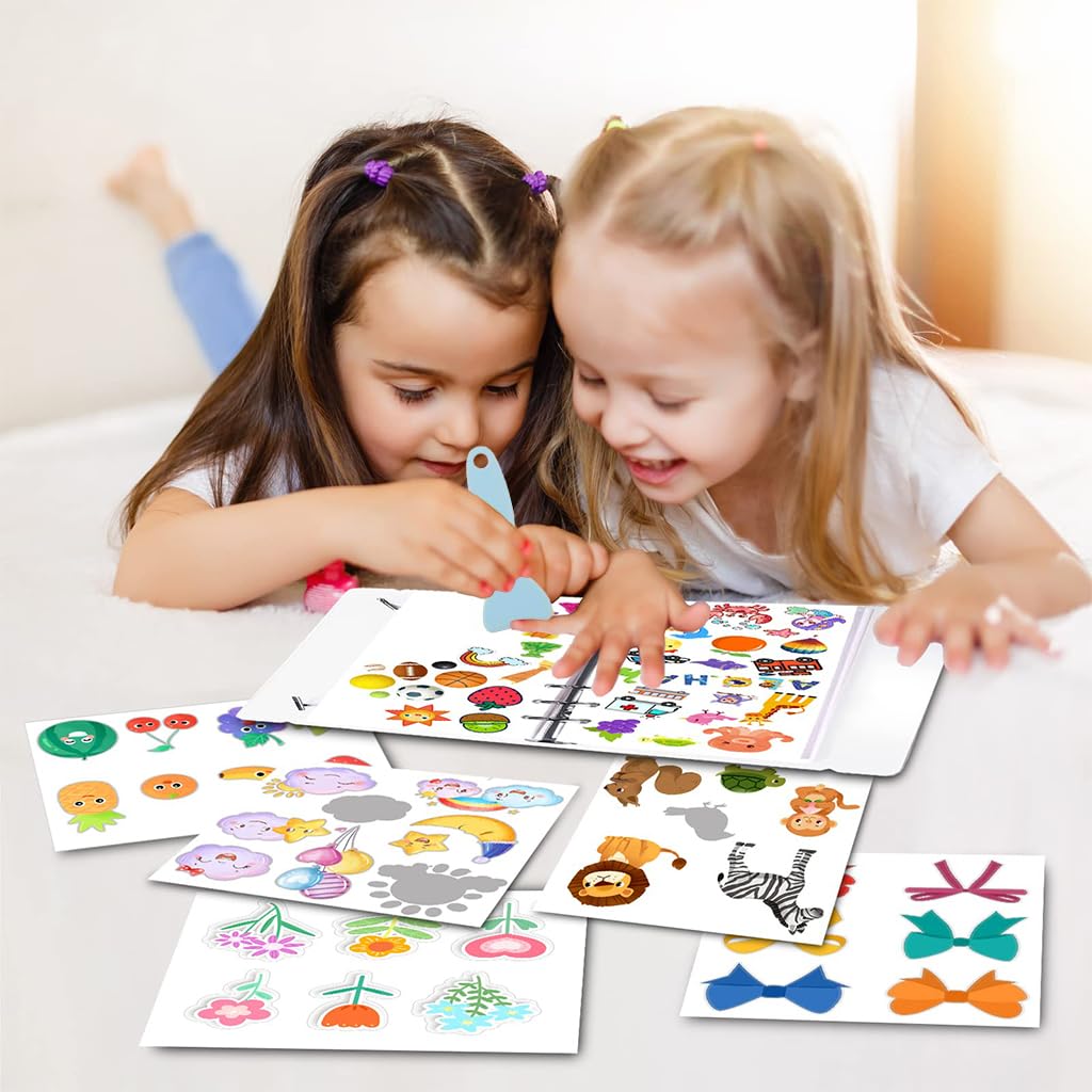 HASTHIP A5 Reusable Sticker Book for Collection with 32 Sheets and Spiral Binding | Includes Tweezer and Transfer Shovel