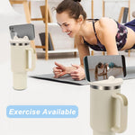 HASTHIP Silicone Tumbler Lid for 40oz Stanley Cup with Phone Holder and Flip‑Top Closure