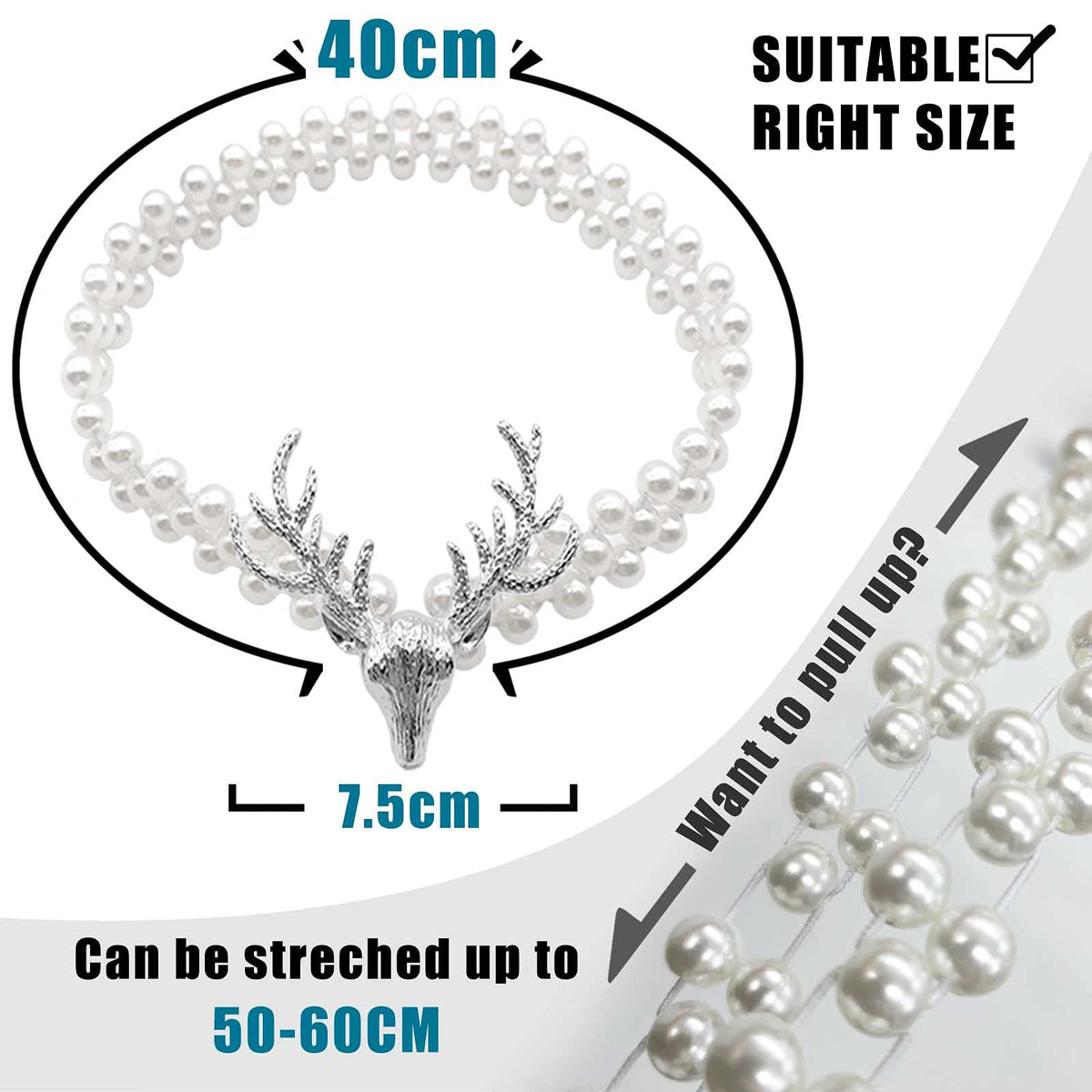 HASTHIP Curtain Holders Tieback for Home and Office with Elastic Rope and Pearl Design | 4 PCS Gold Set
