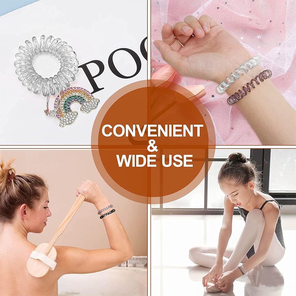HASTHIP® Coleteros en Espiral para Mujeres y Niñas,9 Piezas Ligas Elásticas Antienredos,Bandas para Coleta de Plástico Espiral Resistentes y Elegantes Cabello Largo Medio