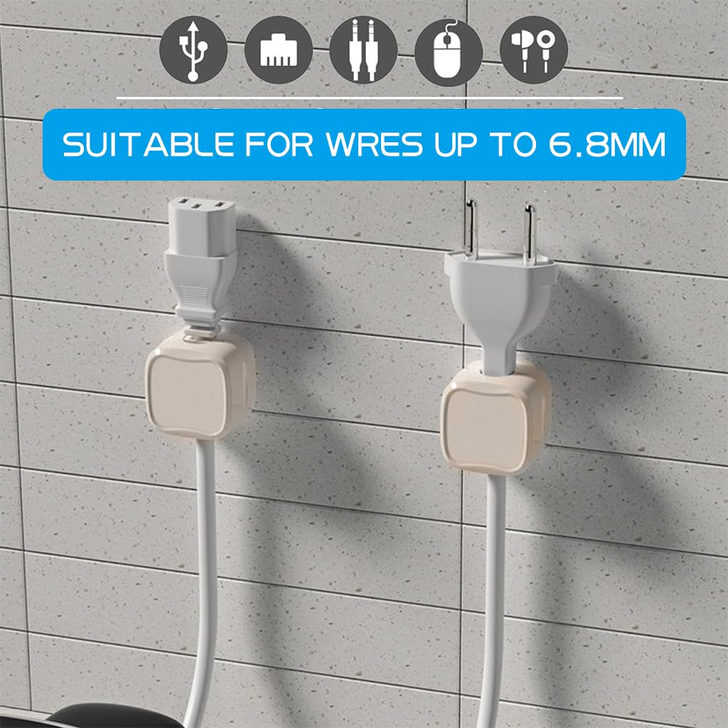 HASTHIP Magnetic Cable Organizer 8 Pack with 6.8mm Slot and Magnetic Closure | ABS Adhesive Holders for Desk and Wall
