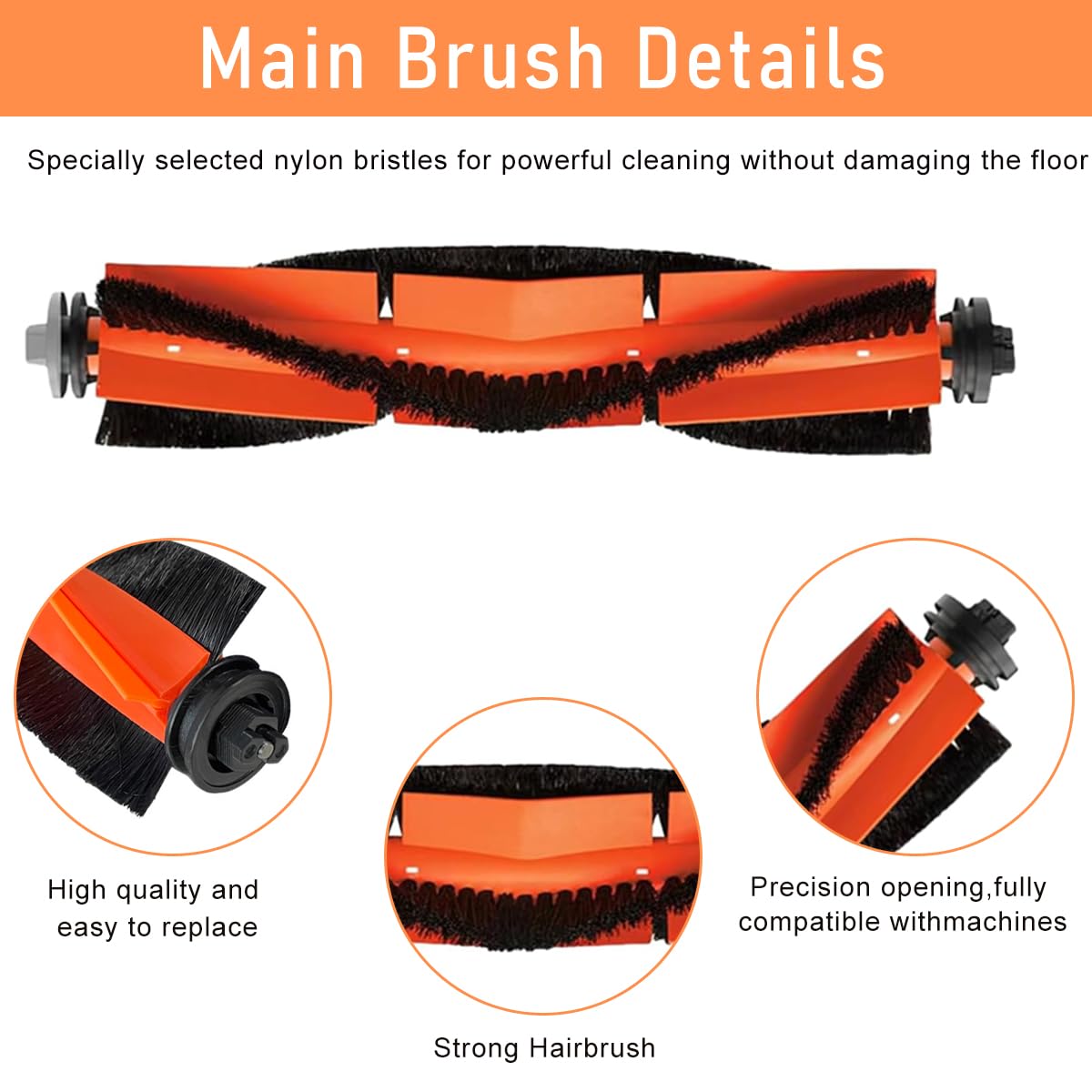 HASTHIP® 9Pcs Replenishment Kit, Replacement Parts Compatible with Mi Robot Vacuum X10, Replacement Accessories - 1 Main Brush, 2 Side Brushes, 2 Mop Cloth, 2 Dust Collection Bags, 2 Filters.