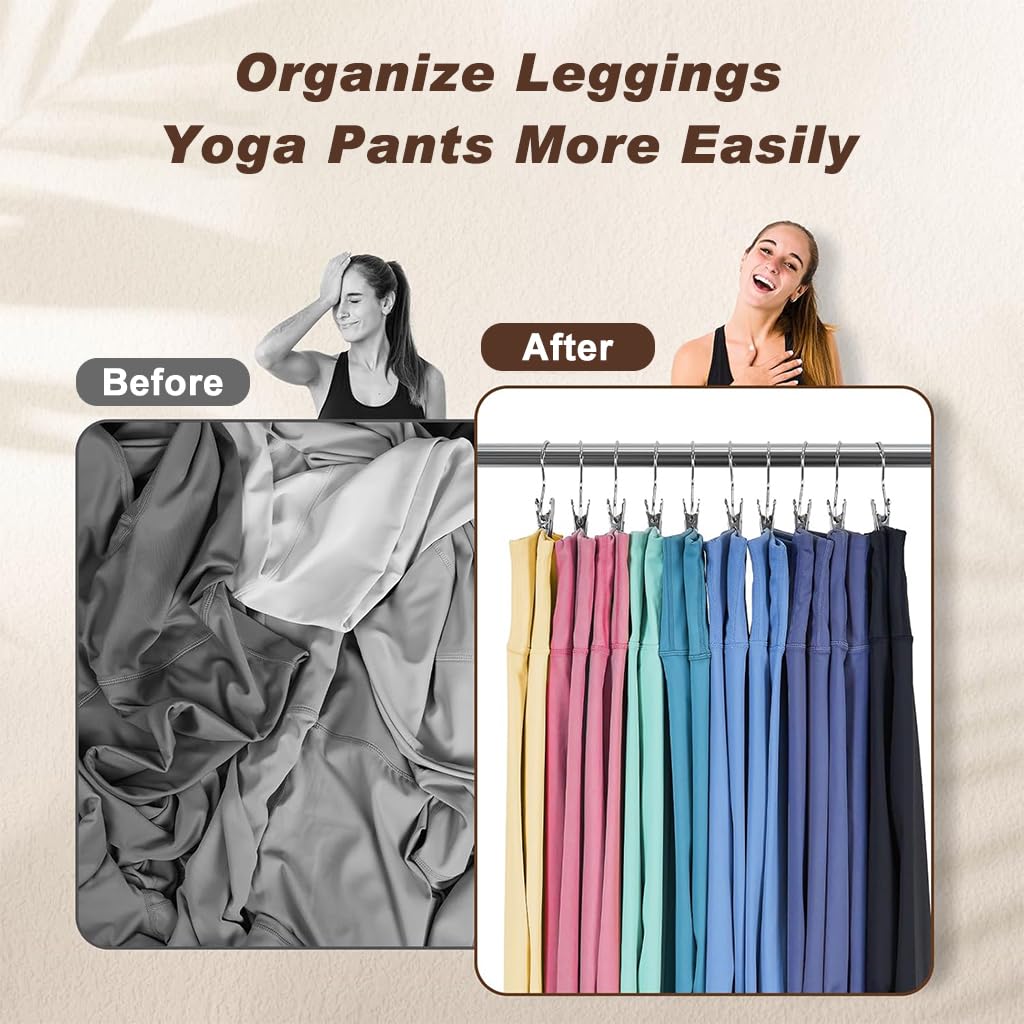 HASTHIP Adjustable Clothes Pants Hangers for Closet Organization with 360° Swivel Hooks | 10 Pcs Metal Clip Design