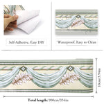 HASTHIP® Wall Border Sticker - 3.9''×29.5 Ft Self-Adhesive Floral Trim PVC Frame Sticker, Kitchen Bathroom Waterproof Wallpaper Border Self Adhesive Tiles Sticker for Room Decor, Cupboard (Green)