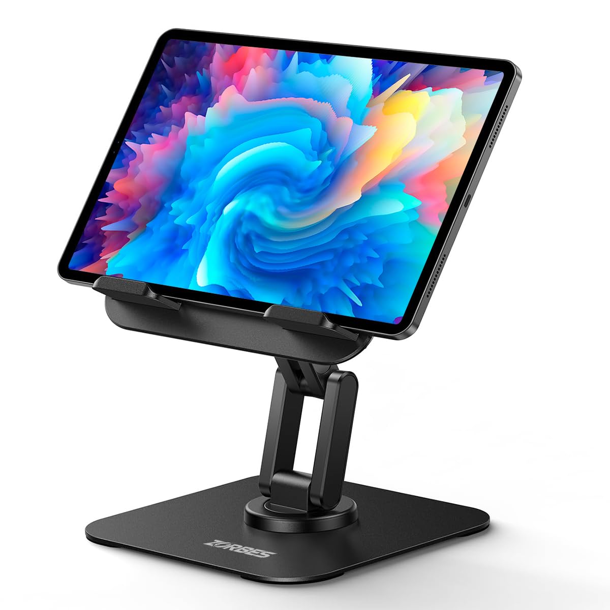 HASTHIP® ZORBES Foldable Tablet & Mobile Stand Holder with 360° Swivel, Adjustable Metal Tablet Stand for iPad and Tablets, Hands-Free Desktop Phone Holder for iPad, Tablets, Office, Home