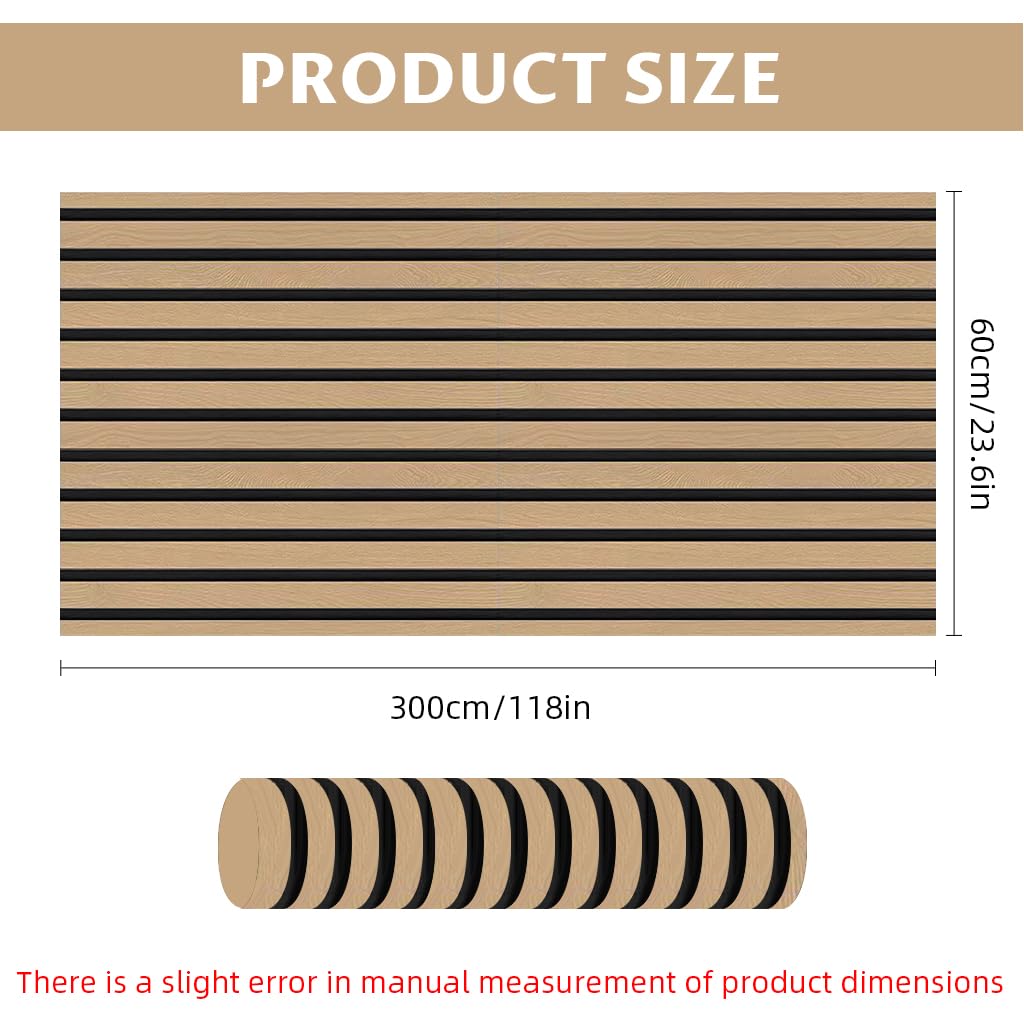 HASTHIP Peel and Stick Wallpaper for Wall Decor featuring 3D Wood Slats 9.8 ft Roll | Waterproof Tan Vinyl