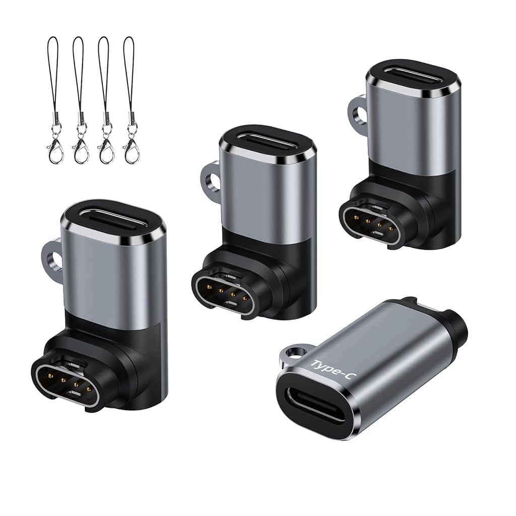 HASTHIP® USB C to Garmin Watch Charger Cable Adapter 4-Pack,Type-C Garmin Charging Cord Adapt for Fenix 7X Pro Solar,Vivoactive 4S,Venu 3S