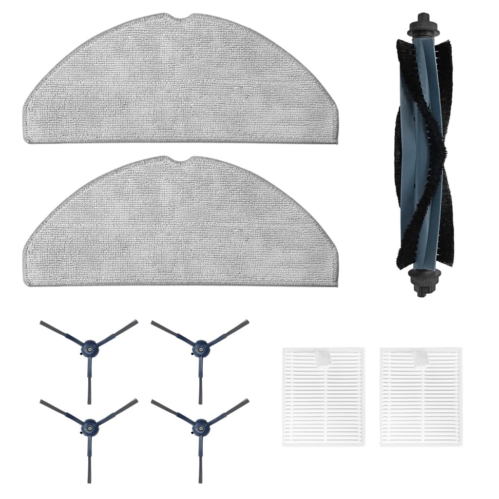 HASTHIP® 9Pcs Replacement Parts Compatible with Eufy G50 Hybrid / L60 Hybrid Robot Vacuum Cleaner, Replacement Accessories with 1 Main Roller Brush, 2 Microfiber Mops, 2 Filters, 4 Side Brushes
