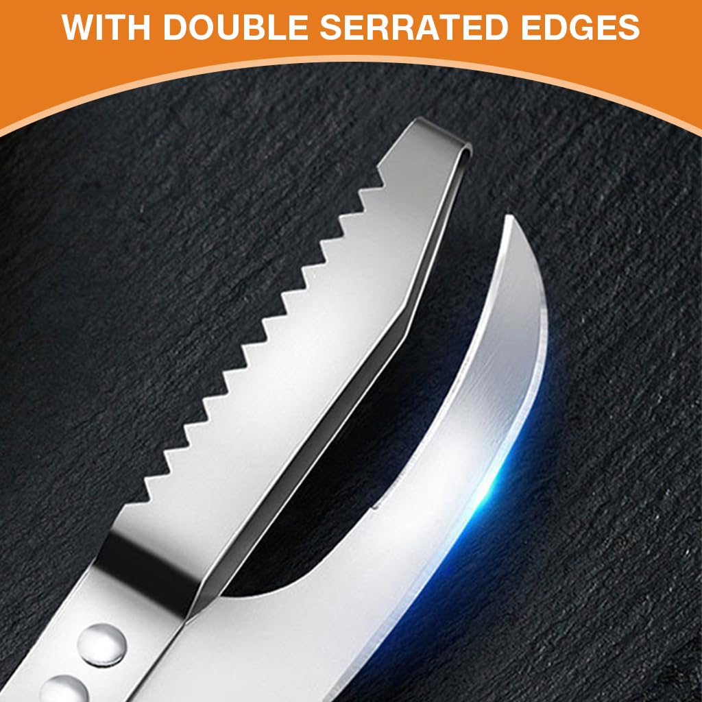 HASTHIP Fish Scale Remover for Kitchen with Dual Serrated Edge and Ergonomic Stainless Steel Handle | 2 in 1 Scaler and Cutter