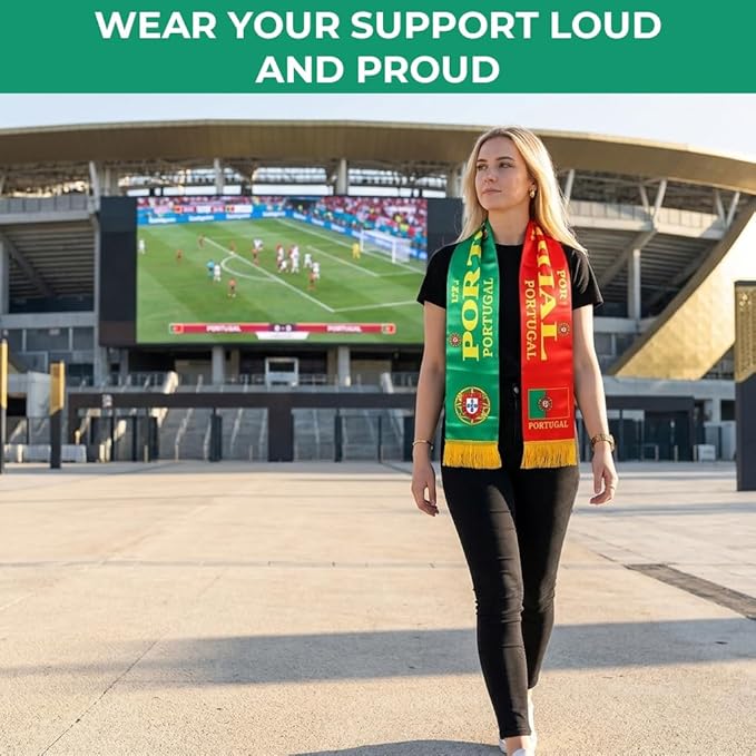 HASTHIP® World Cup 2026 Scarf & Shawls, Unisex Double-Sided Print Scarf for Men Women Match Schedule Viewing Gear Soccer Fan Gift-Red