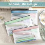 HASTHIP Pencil Pouches Set for School and Office Storage featuring Semi‑Transparent PVC 8.2x4.1 in | Waterproof Utility Bags for Students