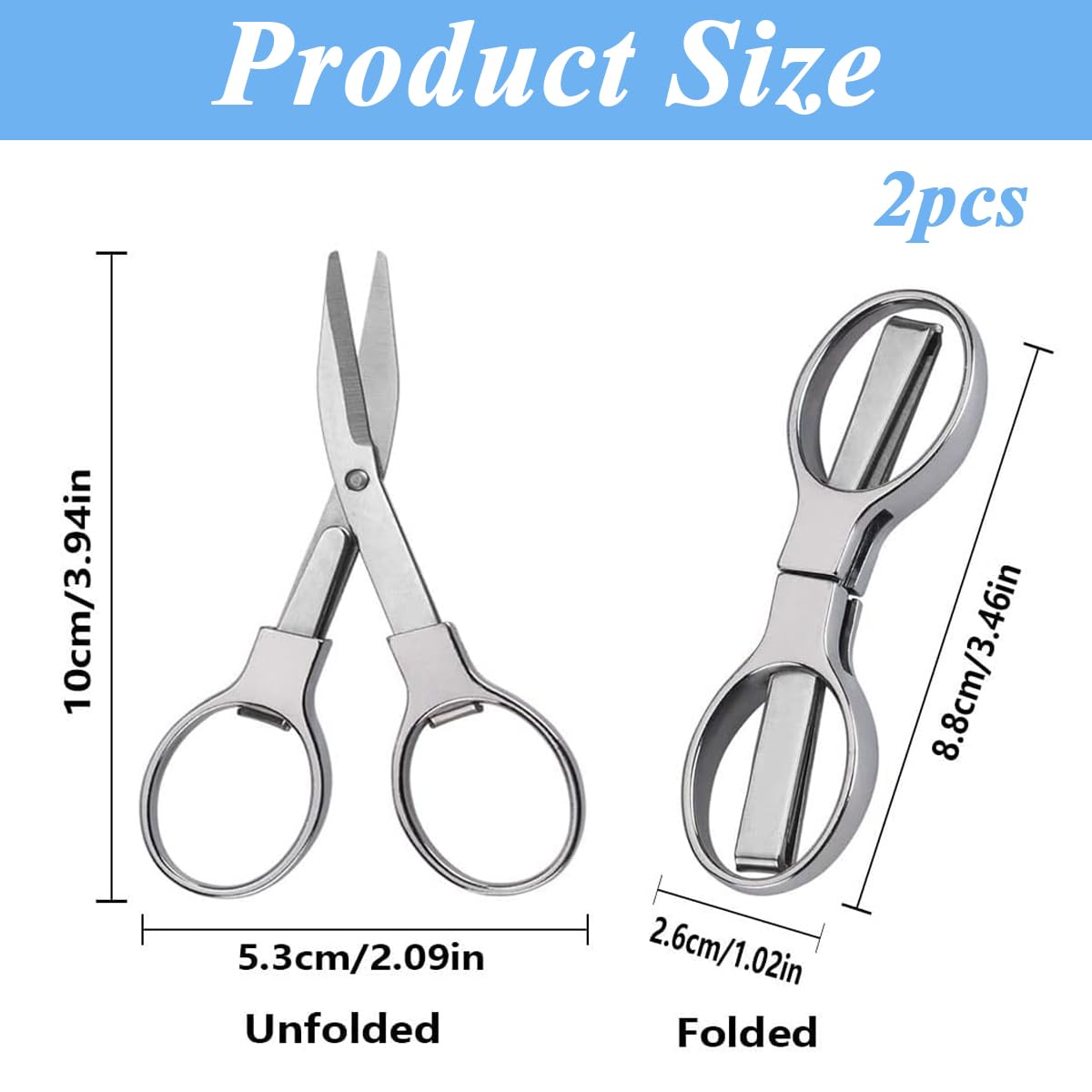 HASTHIP Folding Scissors for Travel and Home Use with Retractable Design | 2pcs Stainless Steel Blades