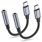 HASTHIP® Verilux2 Pack USB C to 3.5mm Audio Adapter 12cm Braided Headphone Jack Dongle with Aluminum Housing, HiFi Sound Aux Converter for USB C Phones Tablets Laptops
