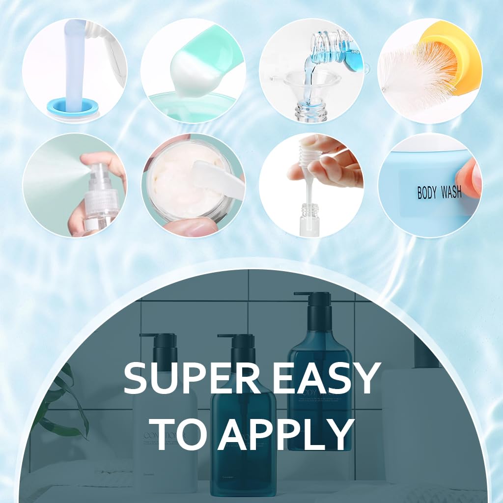 HASTHIP® 16 Pack Travel Bottles Set - Approved Leak Proof Silicone Squeezable Containers for Toiletries, Conditioner, Shampoo