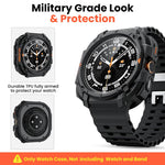 ZORBES® for Samsung Galaxy Watch Ultra 47mm(2024/2025) Case, Rugged Sport Watch Case, Durable Snap-on TPU Protective Cover with Full Edge Guard, Fashion Watch Guard Accessory, Black