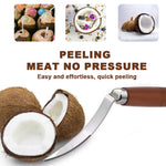 HASTHIP Coconut Pulp Scraper Tool for Easy Pulp Removal with Curved Blade and Wooden Handle