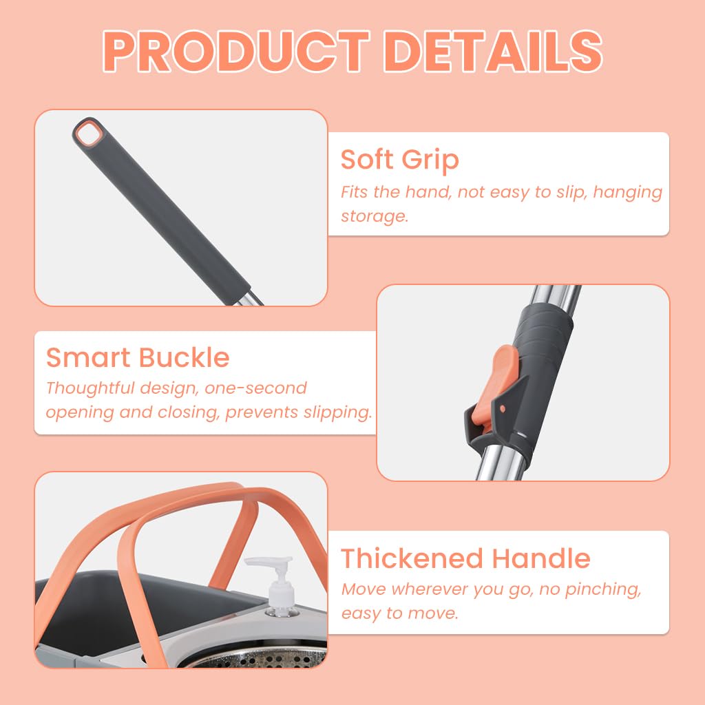 HASTHIP Self Wringing Mop with Dual Bucket System and 2 Microfiber Cloths for Wooden Floors